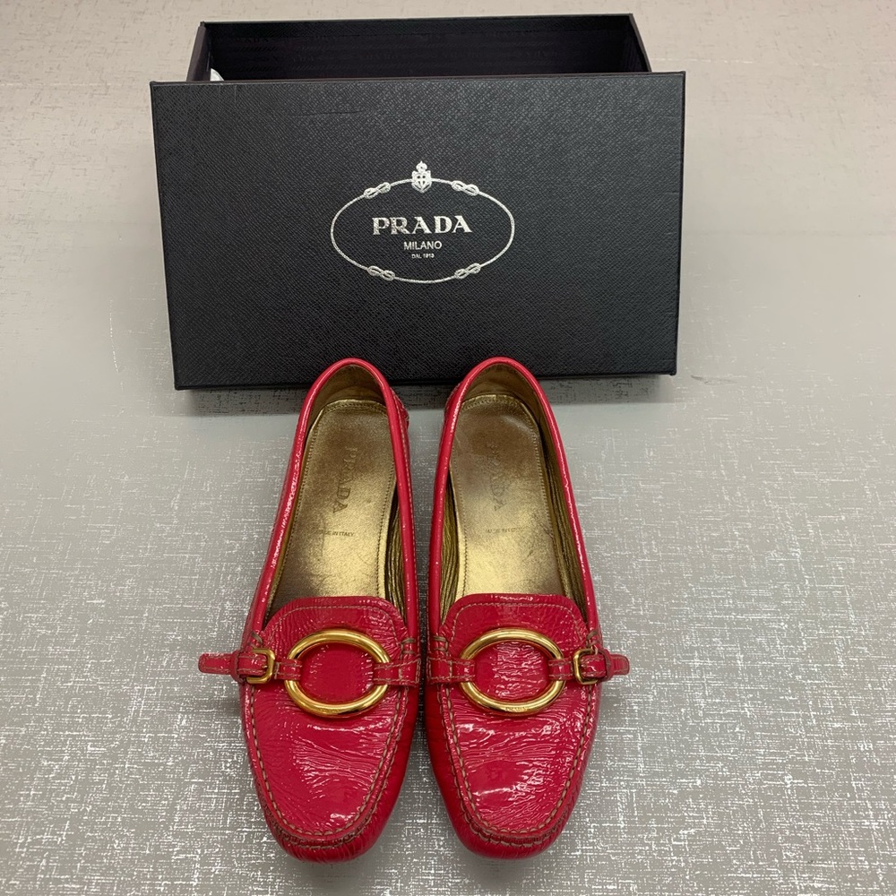PRADA Pink Patent Leather Loafers